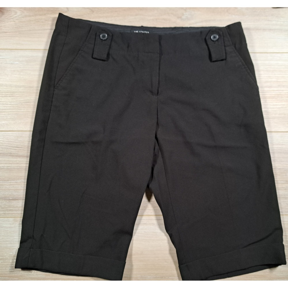 The Limited Drew Fit Black Dress Shorts Cuffed Mid Rise Career Size 8